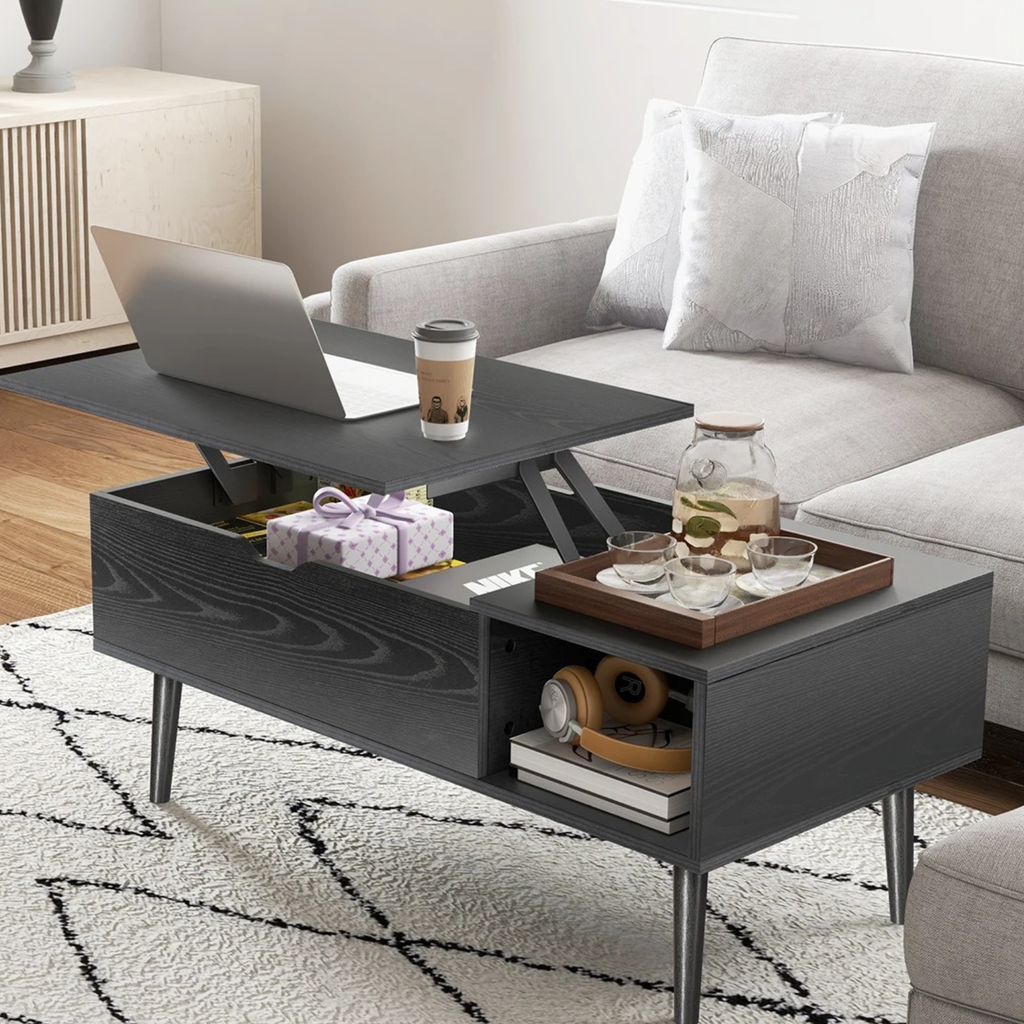 Table basse en bois relevable
