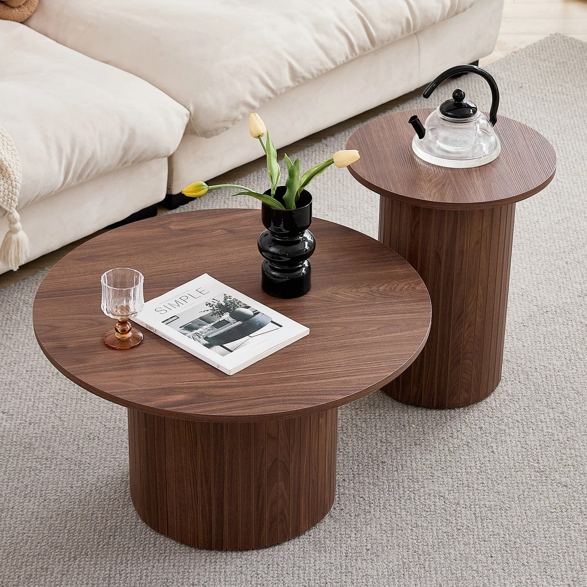 Table basse ronde style nordique