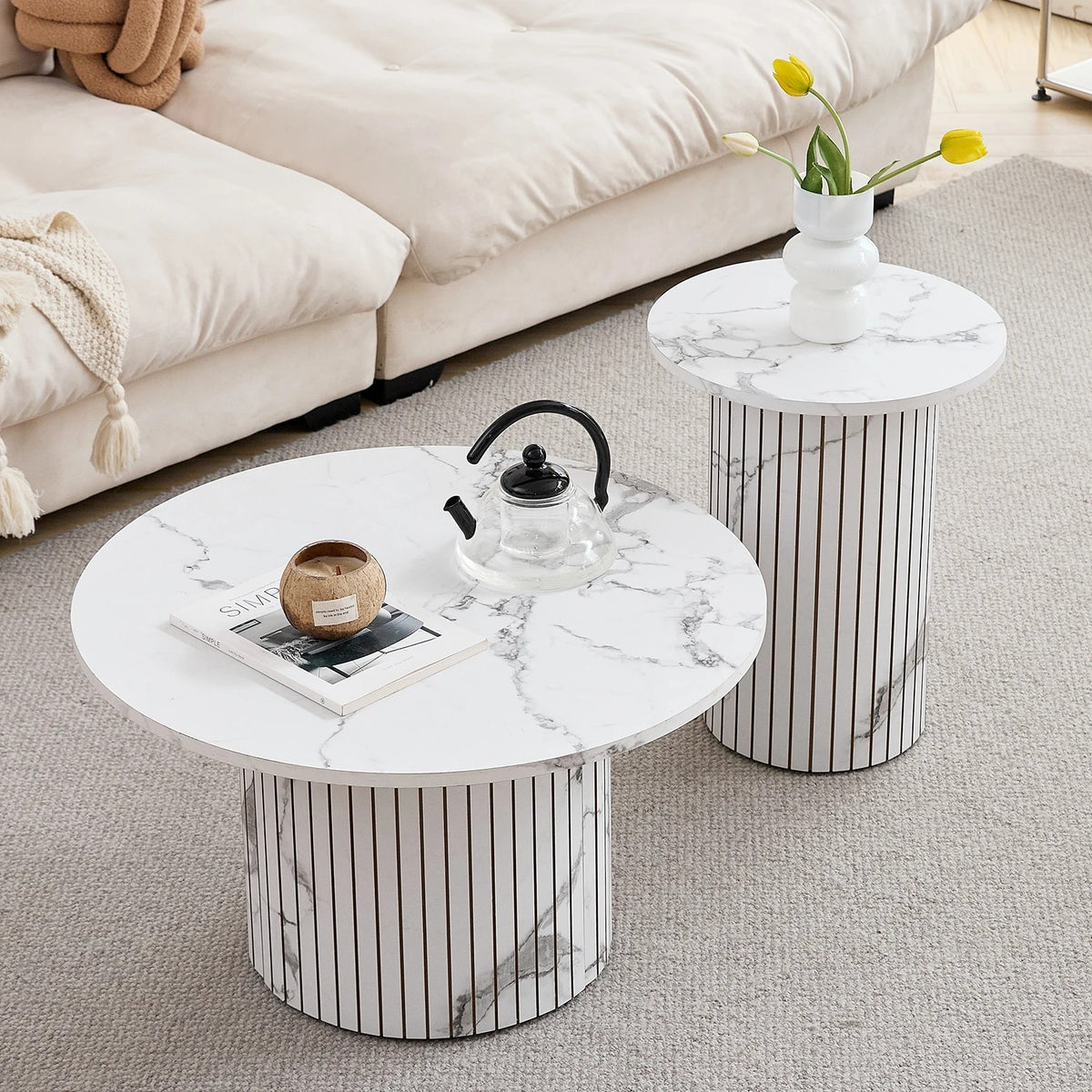 Table basse ronde style nordique