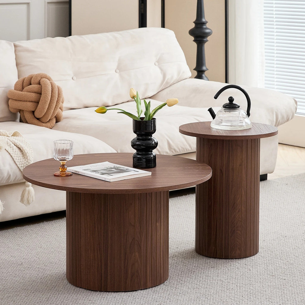 Table basse ronde style nordique