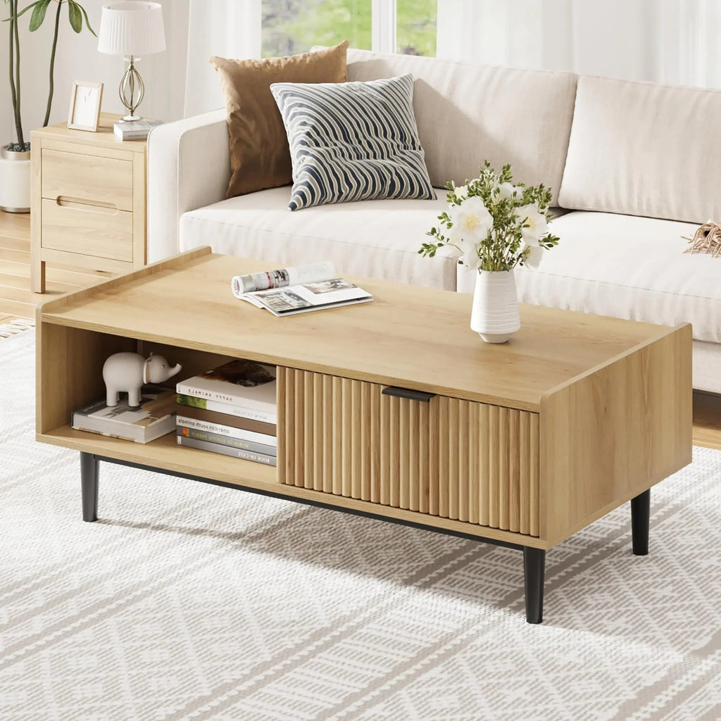 Table basse cannelée