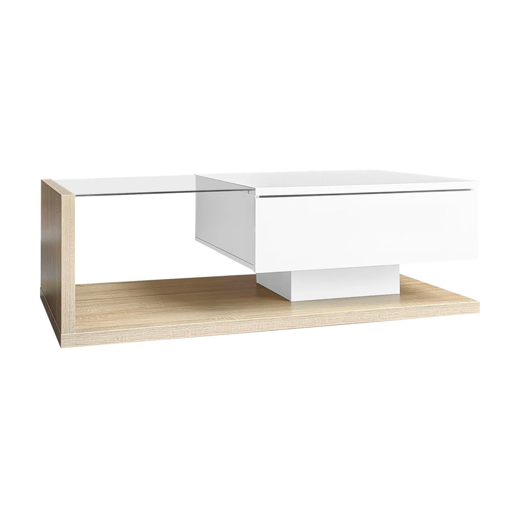 Table basse avec effet verre et LED