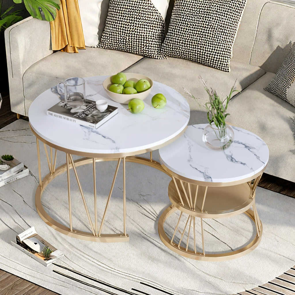 Tables basses avec plaque blanche et coussinet noir