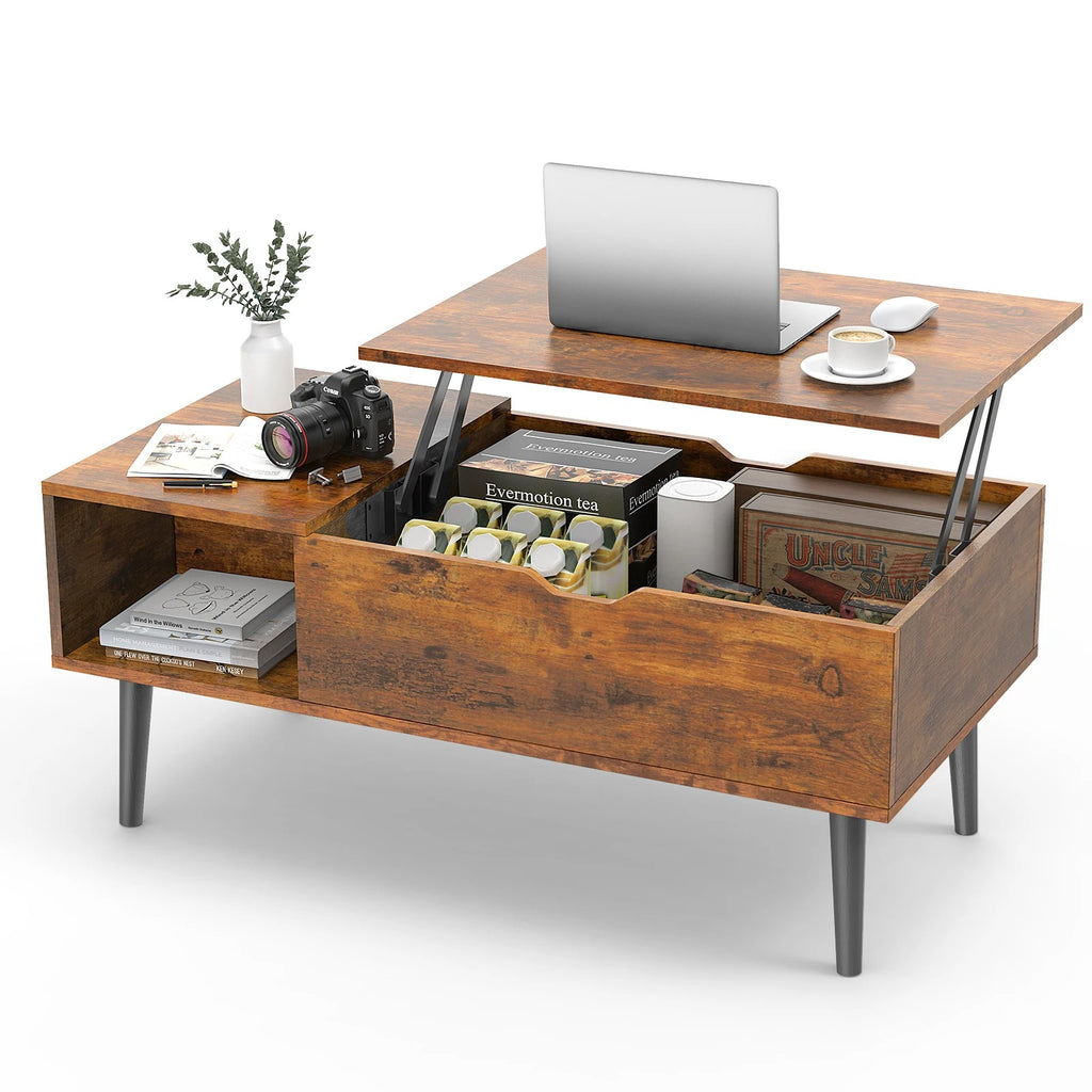 Table basse en bois relevable