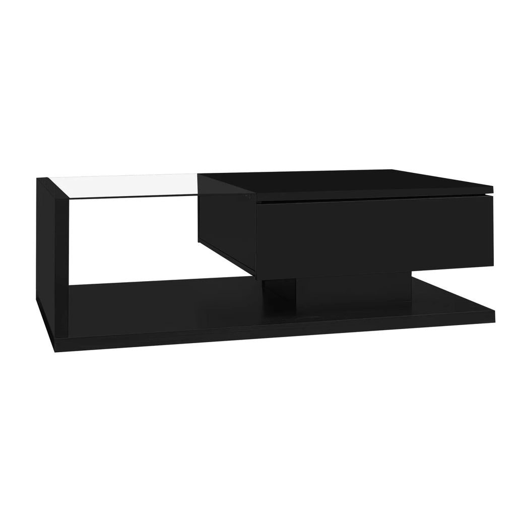 Table basse avec effet verre et LED