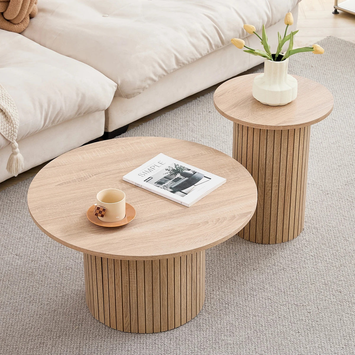 Table basse ronde style nordique