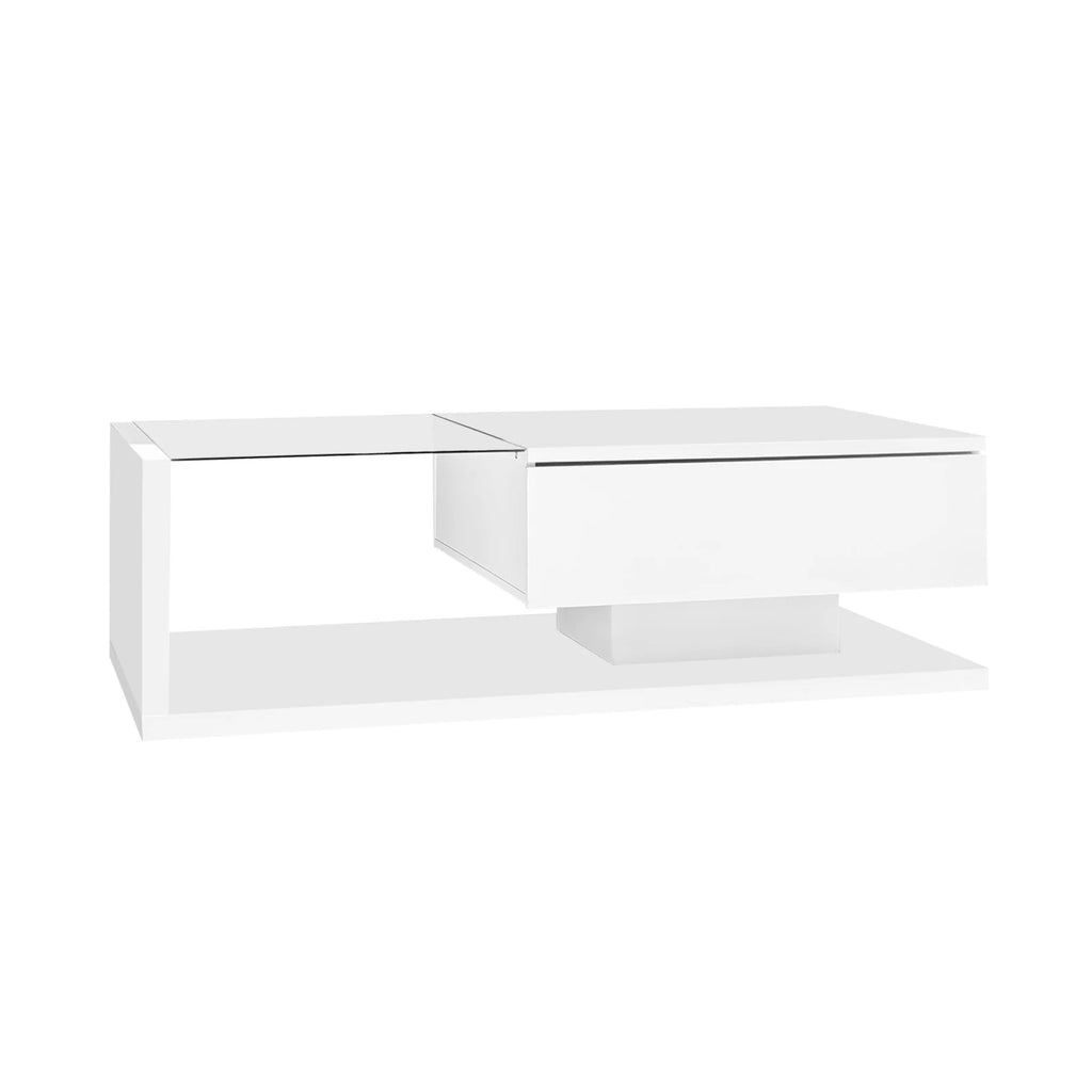 Table basse avec effet verre et LED