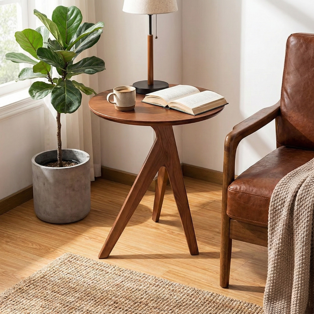 Table d'appoint ronde en bois massif